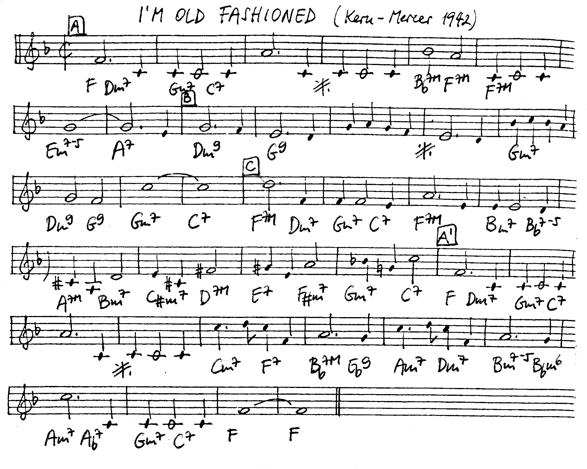 i'm old fashioned free jazz leadsheet - Courtesy of the Jungle Jazz Band